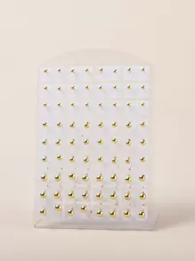 36雙圓球裝飾耳釘 - 金黃色 - 查看 1