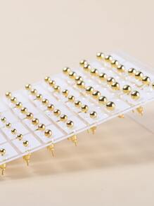 36雙圓球裝飾耳釘 - 金黃色 - 查看 3