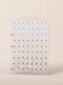 36雙圓球裝飾耳釘 - 金黃色 - 查看 4