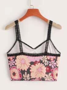 ROMWE 蕾絲花邊花卉圖案吊帶 - 彩色 - 查看 2