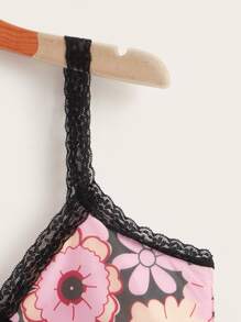 ROMWE 蕾絲花邊花卉圖案吊帶 - 彩色 - 查看 3