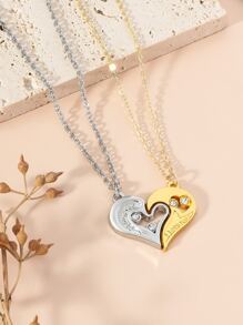 2 piezas Collar pareja con accesorio de corazón - Multicolor - Ver 1