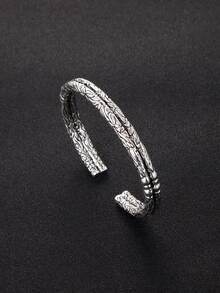 Vòng tay Cuff tối giản dành cho nam - Màu Bạc Cổ - Xem 2