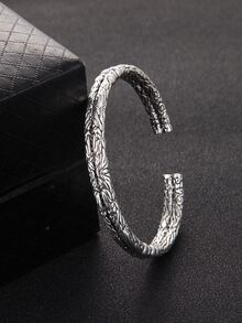 Vòng tay Cuff tối giản dành cho nam - Màu Bạc Cổ - Xem 3