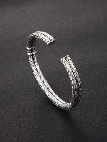 Vòng tay Cuff tối giản dành cho nam - Màu Bạc Cổ - Xem 4