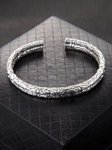 Vòng tay Cuff tối giản dành cho nam - Màu Bạc Cổ - Xem 1