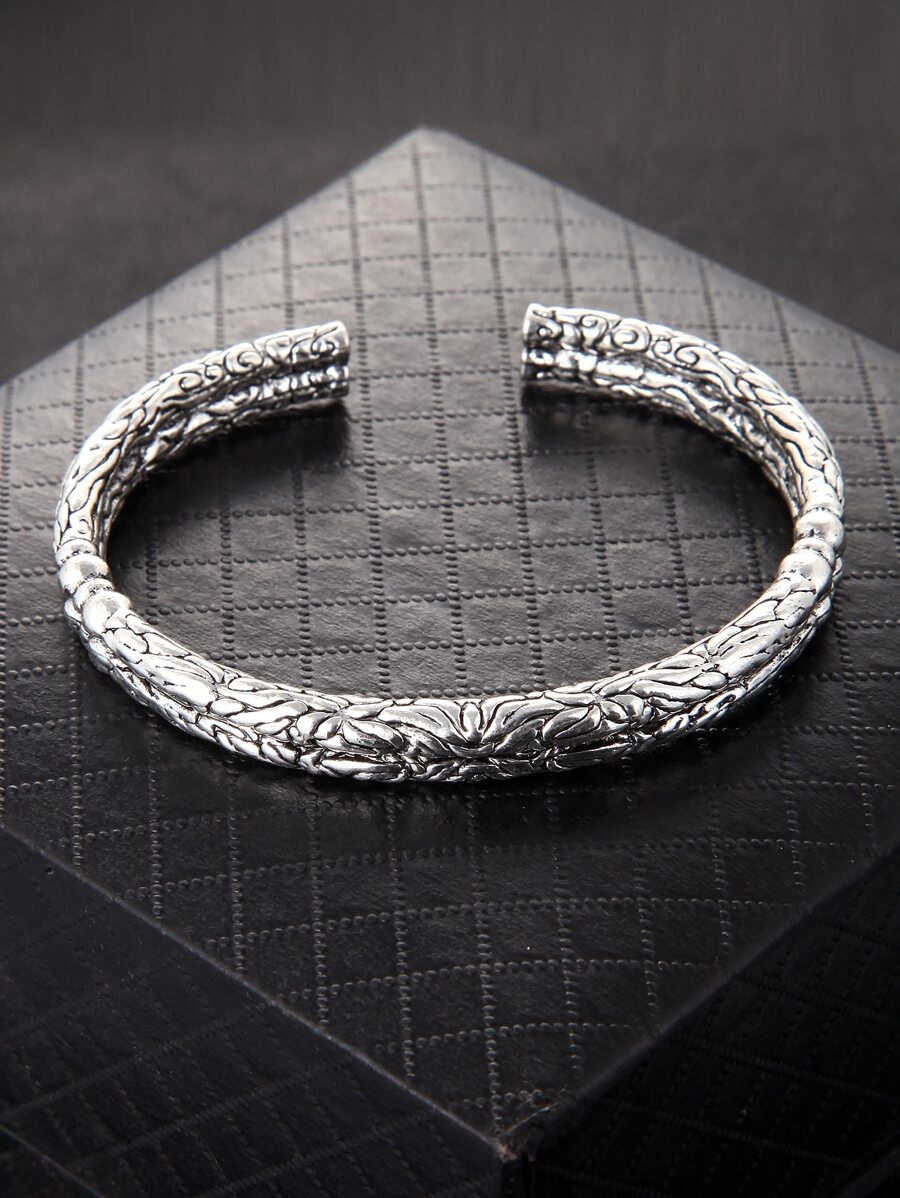 Vòng tay Cuff tối giản dành cho nam - Màu Bạc Cổ - Xem 1