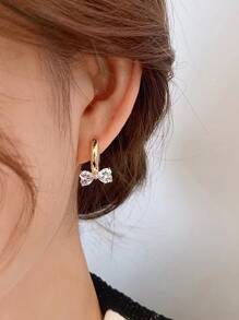 蝴蝶结装饰环形耳环 情人节、妈妈、母亲、母亲节、礼物 - 金黃色 - 查看 2