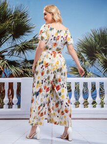 Jumpsuits Plus Size Xếp li Hoa Boho - Nhiều màu - Xem 2