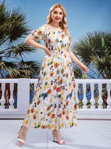 Jumpsuits Plus Size Xếp li Hoa Boho - Nhiều màu - Xem 3