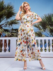 Jumpsuits Plus Size Xếp li Hoa Boho - Nhiều màu - Xem 4