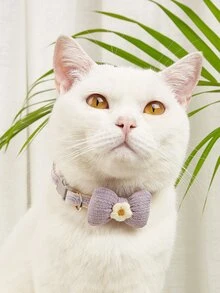 蝴蝶結和花朵裝飾寵物項圈 - 彩色 - 查看 1