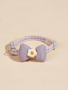 蝴蝶結和花朵裝飾寵物項圈 - 彩色 - 查看 2