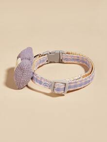 蝴蝶結和花朵裝飾寵物項圈 - 彩色 - 查看 3