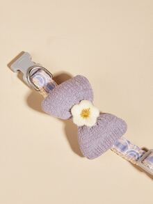 蝴蝶結和花朵裝飾寵物項圈 - 彩色 - 查看 4