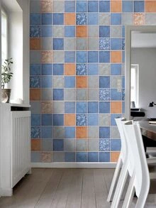 1卷彩色zigzag Arashi圖案自粘壁紙,廚房和浴室背景裝飾翻新潮濕防護磚塊圖案貼紙 39.3 X 11.8英寸 - 彩色 - 查看 6