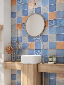 1卷彩色zigzag Arashi圖案自粘壁紙,廚房和浴室背景裝飾翻新潮濕防護磚塊圖案貼紙 39.3 X 11.8英寸 - 彩色 - 查看 1