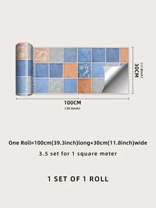 1卷彩色zigzag Arashi圖案自粘壁紙,廚房和浴室背景裝飾翻新潮濕防護磚塊圖案貼紙 39.3 X 11.8英寸 - 彩色 - 查看 4