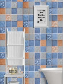 1卷彩色zigzag Arashi圖案自粘壁紙,廚房和浴室背景裝飾翻新潮濕防護磚塊圖案貼紙 39.3 X 11.8英寸 - 彩色 - 查看 8