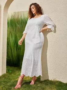 Modelyn Kleid mit Rüschen Detail, Bogenkante, Volant Ärmeln, ohne Gürtel