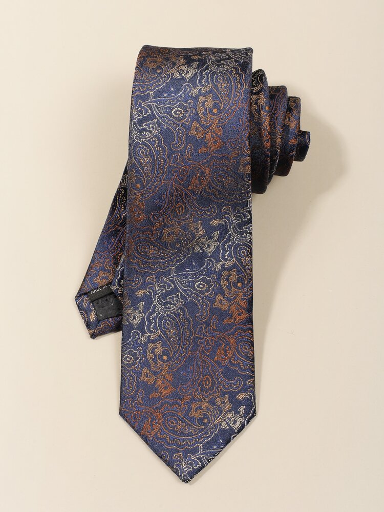Men Paisley Print Tie With Pocket Square - Multicolor - View 2