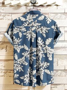 Manfinity RSRT Men Random Tropical Print Shirt Without Tee, Slim Fit Short Sleeve Button Up Graphic Floral Colorful Blue Beach Shirt For Husband - Multicolor - View 2