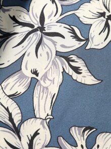 Manfinity RSRT Men Random Tropical Print Shirt Without Tee, Slim Fit Short Sleeve Button Up Graphic Floral Colorful Blue Beach Shirt For Husband - Multicolor - View 5