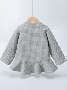 YINGZIFANG Toddler Girls Letter Embroidery Ruffle Hem Thermal Sweatshirt