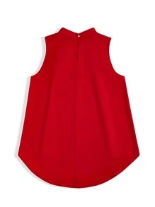 SHEIN LUNE Plus Mock Neck Curved Hem Sleeveless Blouse - Red - View 2
