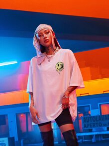 SHEIN Unity Slogan & Expression Print Drop Shoulder Tee - White - View 4