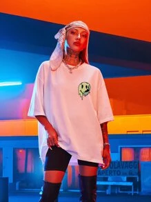 SHEIN Unity Slogan & Expression Print Drop Shoulder Tee - White - View 6