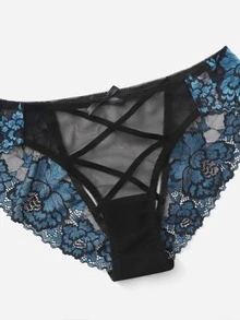 3pack Plus Contrast Floral Lace Panty - Multicolor - View 3