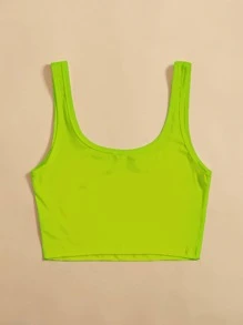 SHEIN Unity Neon Lime Crop Tank Top - Lime Green - View 2