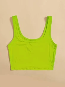 SHEIN Unity Neon Lime Crop Tank Top - Lime Green - View 3