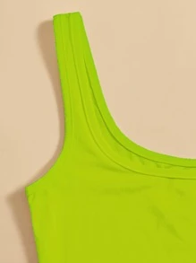 SHEIN Unity Neon Lime Crop Tank Top - Lime Green - View 4