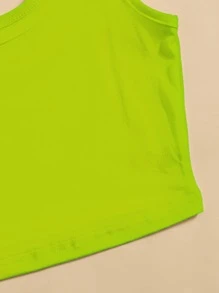SHEIN Unity Neon Lime Crop Tank Top - Lime Green - View 5