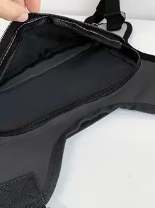 Hombres Pechera con diseño de parche de letra - Negro - Ver 4