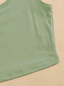 SHEIN Unity Solid Crop Tank Top - Lime Green - View 5