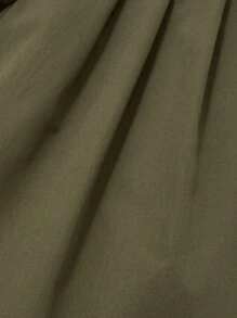 Baby Butterfly Sleeve Plicated Detail Dress - Army Green - View 6