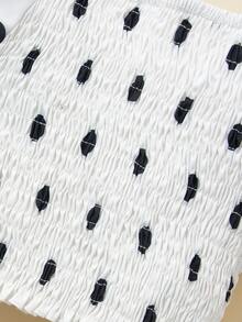 Bộ đồ Em bé Viên lá sen phân lớp Dải chun Chấm bi Ăn mặc đẹp - Đen và trắng - Xem 4