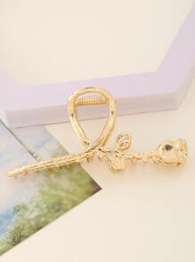 Flower Design Hair Claw - Gold - View 2