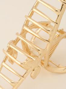 Flower Design Hair Claw - Gold - View 3