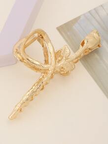Flower Design Hair Claw - Gold - View 4