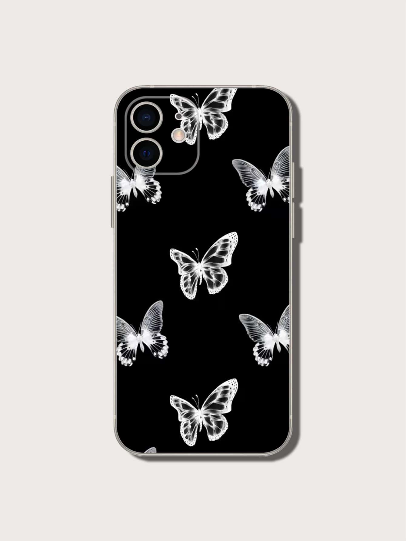 Butterfly Pattern Phone Case - Black - View 1