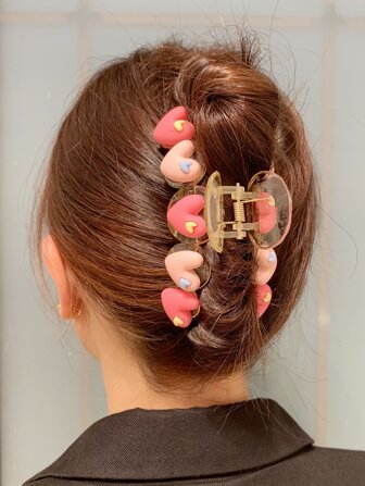 Heart Decor Hair Claw Cute Valentine's Day Claw Clips Hair Clips Hair Jaw Clip Hair Clamps Hair Clutch Hair Catcher Clip, School Stuff, College Fall Winter Hair Accessories For Women For Vacation Outfits Woman