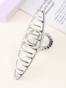 Textured Metal Hair Claw - Silver - View 2