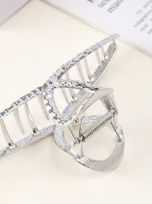 Textured Metal Hair Claw - Silver - View 3