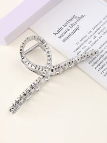 Textured Metal Hair Claw - Silver - View 4