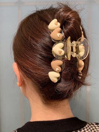 Heart Decor Cute Sweet Hair Claw For Everyday Styling Suitable For Campus Dating Vacation Daily Travel Valentine's Day Claw Clips Hair Clips Hair Jaw Clip Hair Clamps Hair Clutch Hair Catcher Clip, School Stuff, College Fall Winter Hair Accessories For Women