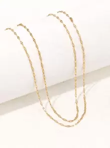 A stylish European style premium luxury sparkling double layered women's necklace collarbone chain suitable for dating and everyday wear - Yellow Gold - View 2